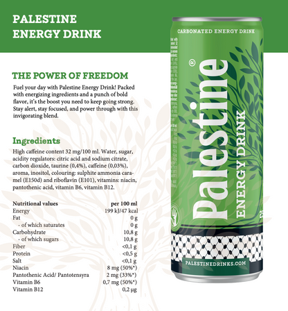 Palestine Energy Drink – Boisson énergisante gazeuse 250ml